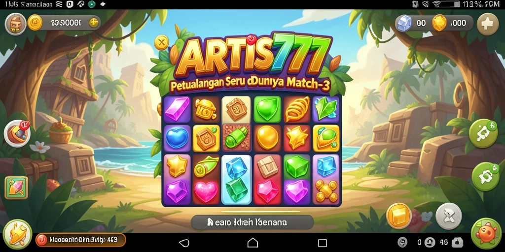 Tampilan menawan dari gameplay seru ARTIS777 dengan elemen Match-3.