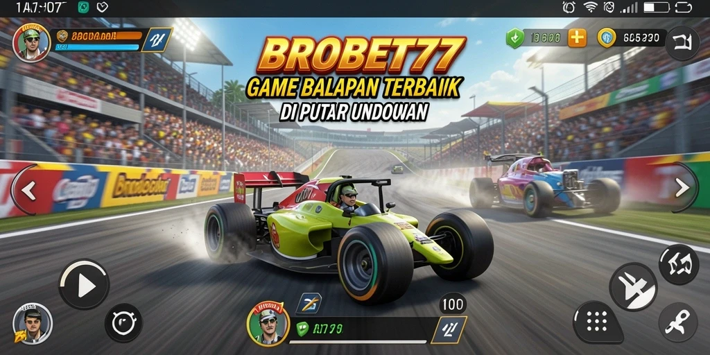 Screenshot gameplay BROBET77 menampilkan aksi balapan yang mendebarkan.