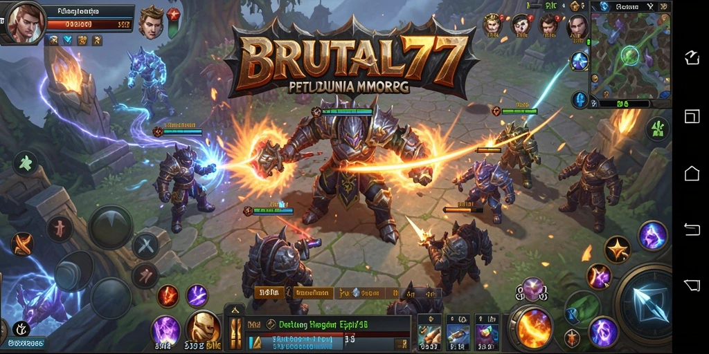 Tampilan gameplay mendebarkan dalam dunia MMORPG BRUTAL77.