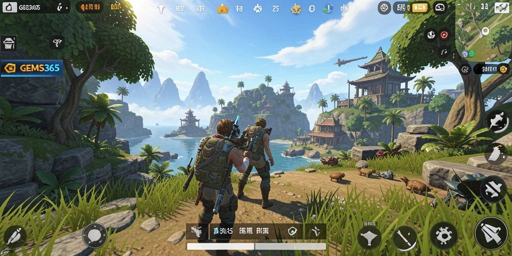 Tampilan gameplay menarik dalam dunia terbuka GEMS365.