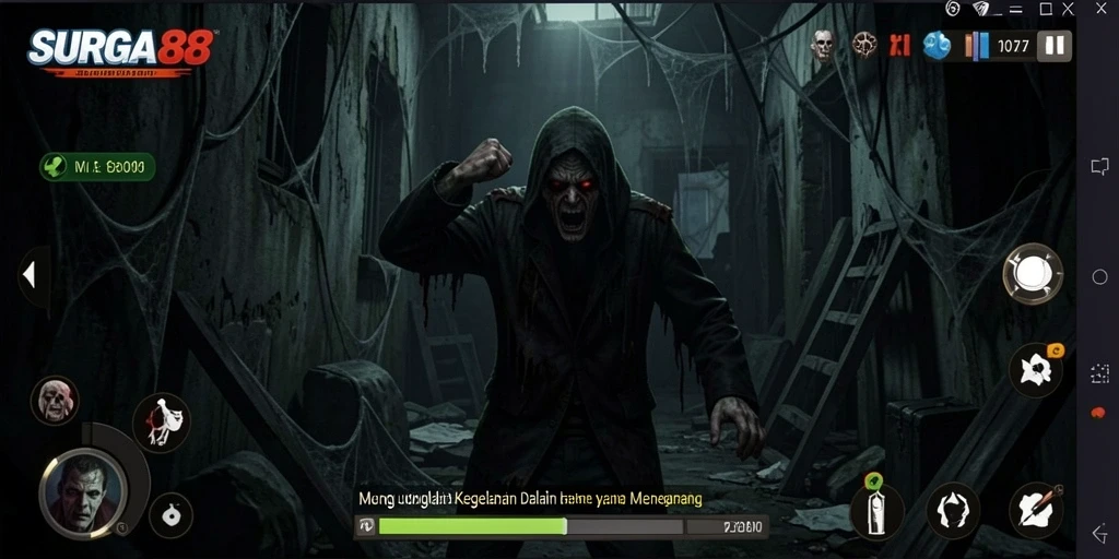Gameplay SURGA88 dengan suasana horor yang mencekam.