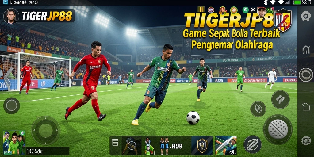 Tampilan gameplay TIGERJP88 dengan aksi sepak bola yang seru.