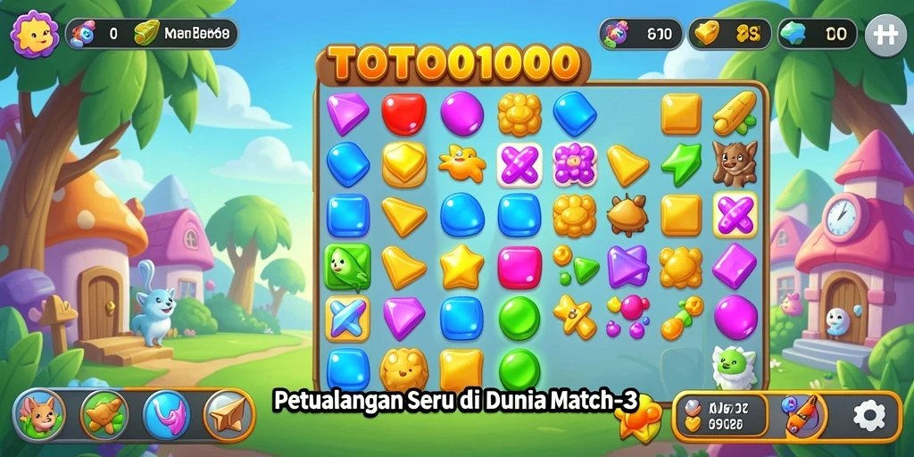 Screenshot utama menampilkan gameplay seru dari TOTO1000 Match-3.